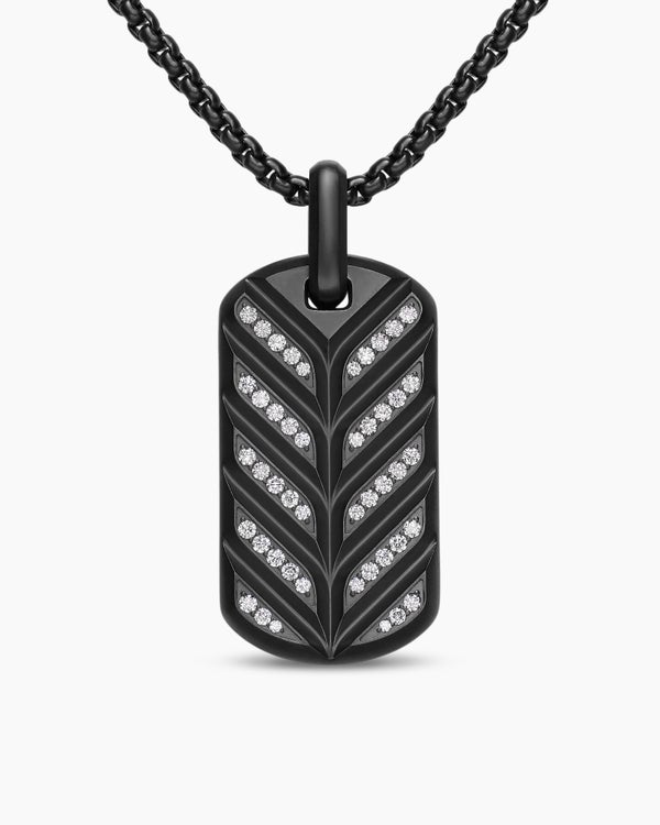 Médaille Chevron fluorescente en titane noir avec diamants, 35 mm