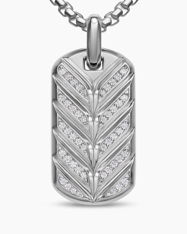 Médaille Chevron fluorescente en argent sterling avec diamants, 35 mm