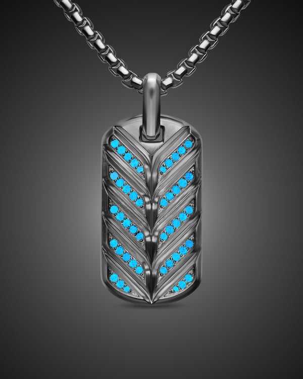 Médaille Chevron fluorescente en argent sterling avec diamants, 35 mm