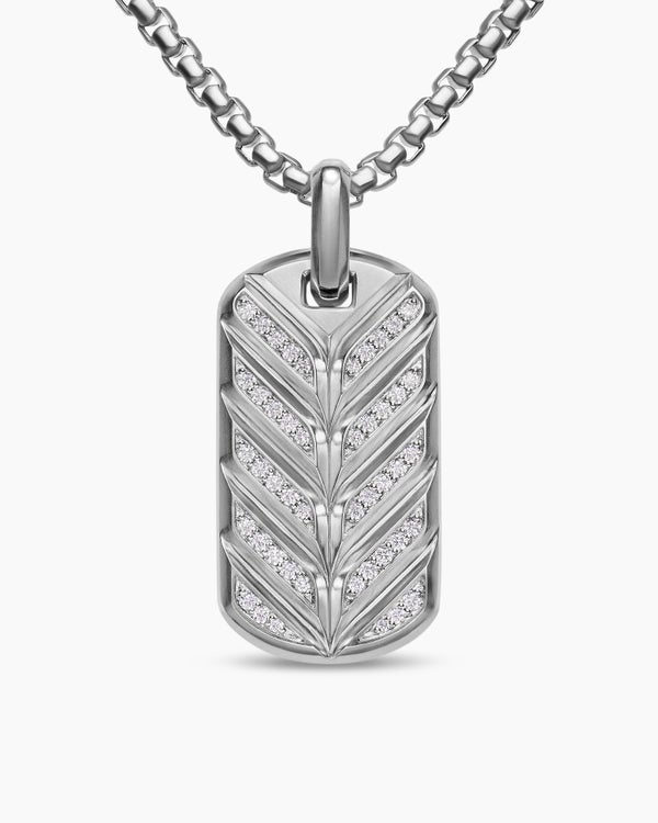 Médaille Chevron fluorescente en argent sterling avec diamants, 35 mm