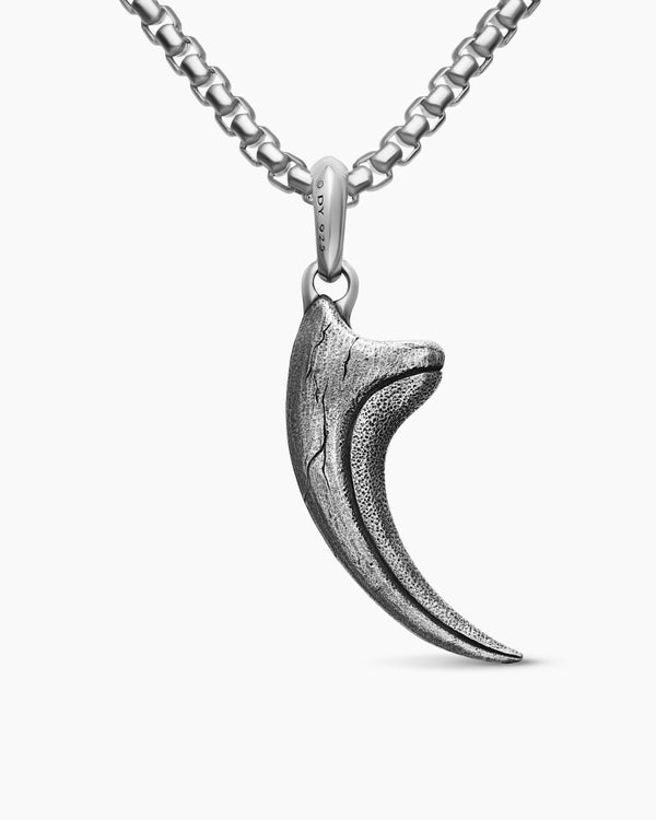 Raptor Claw Amulet in Sterling Silver with Black Diamonds, 36.2mm