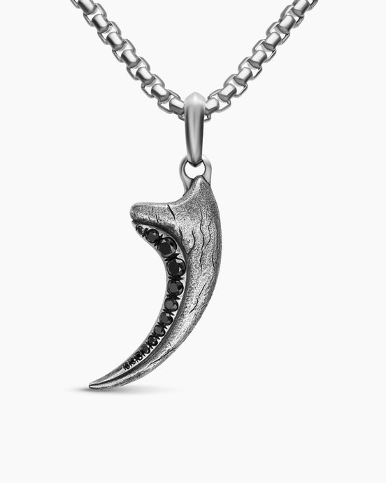 Raptor Claw Amulet in Sterling Silver with Black Diamonds, 36.2mm