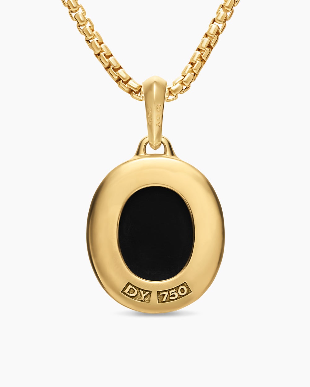 Mens Memento Mori Skull Amulet in 18K Yellow Gold with Banded Agate, 24mm