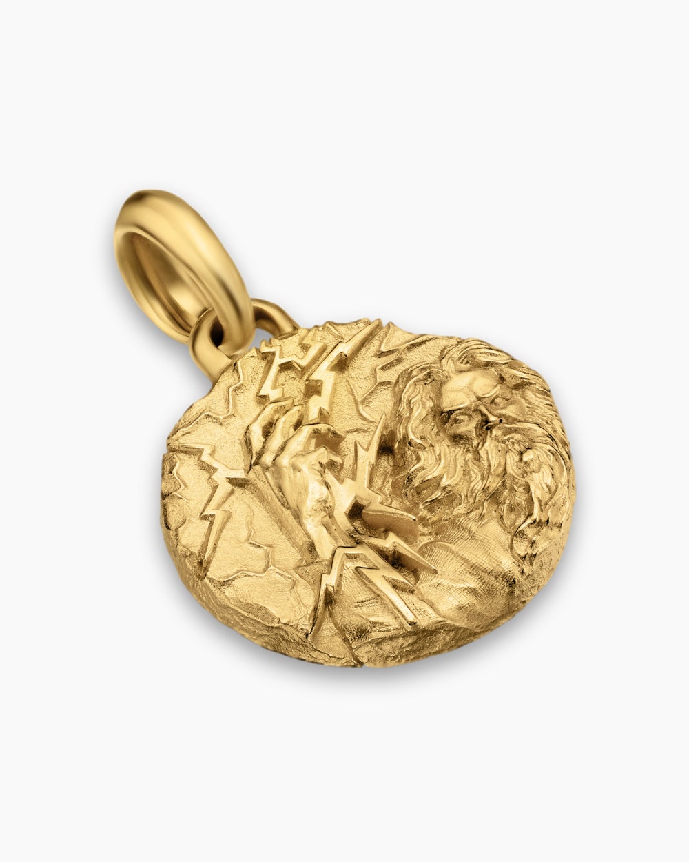 Mens Zeus Amulet in 18K Yellow Gold, 24mm