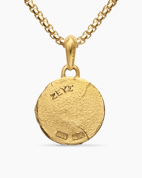 Mens Zeus Amulet in 18K Yellow Gold, 24mm