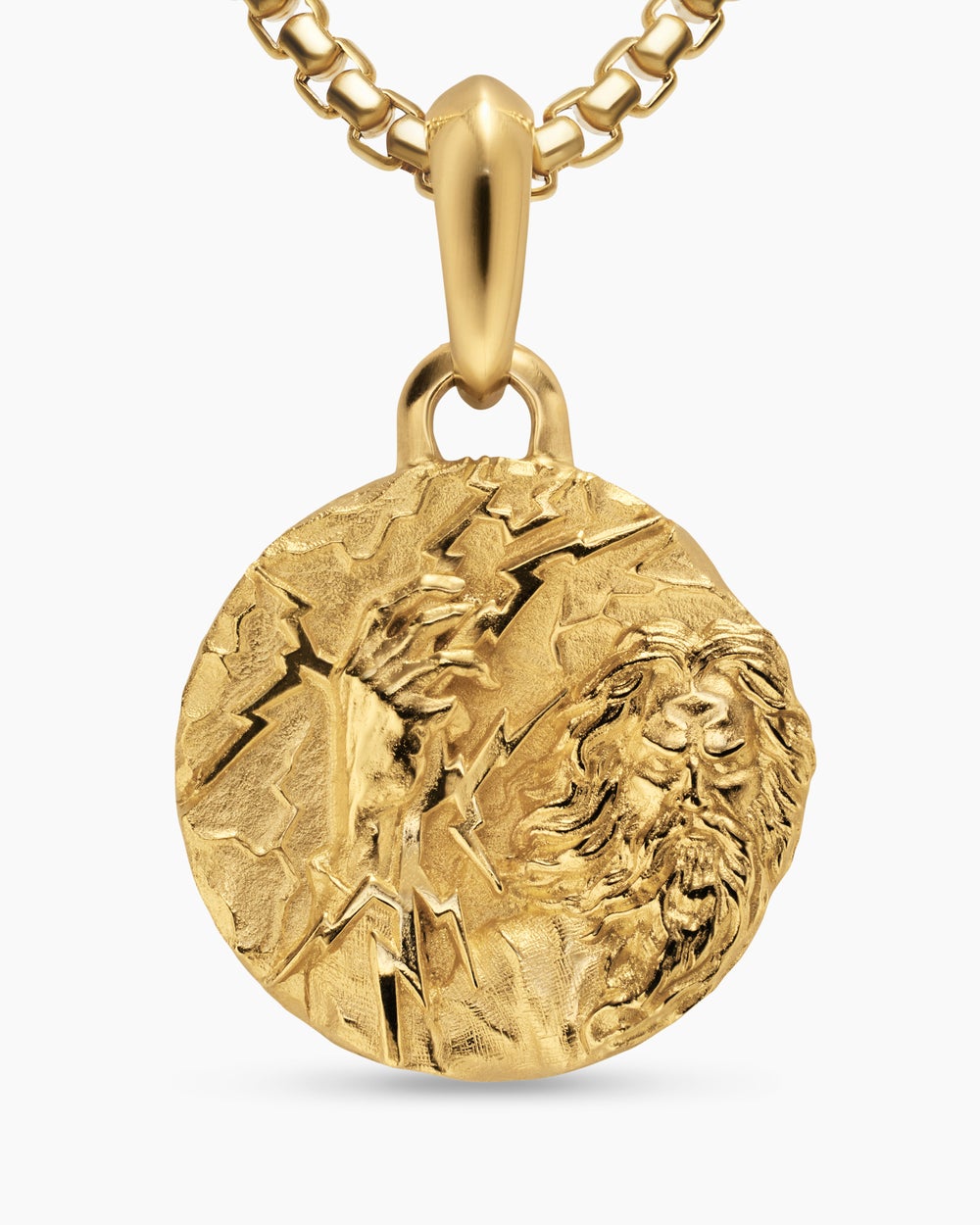 Mens Zeus Amulet in 18K Yellow Gold, 24mm