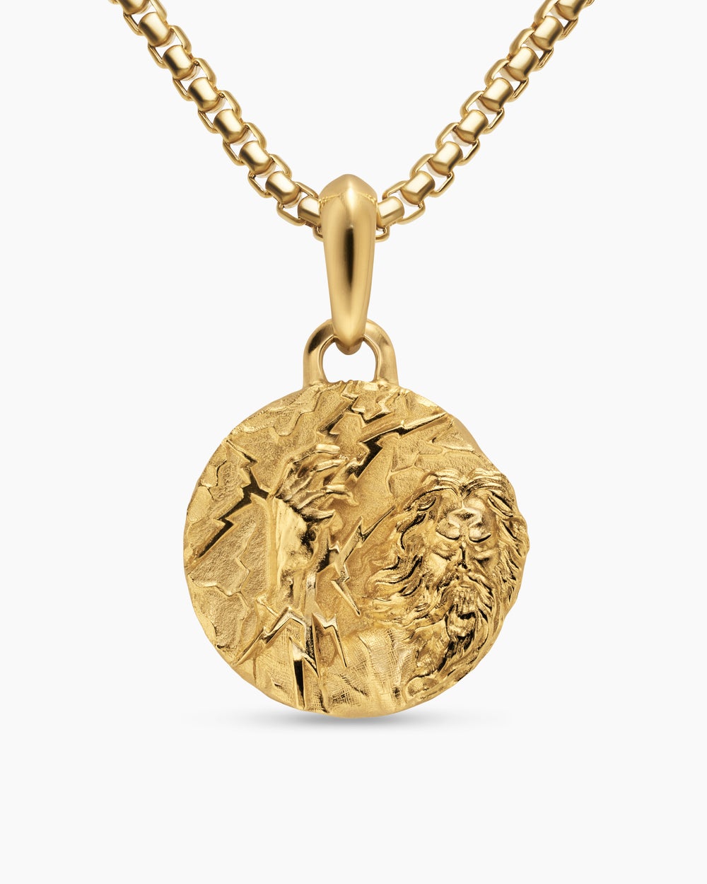 Mens Zeus Amulet in 18K Yellow Gold, 24mm