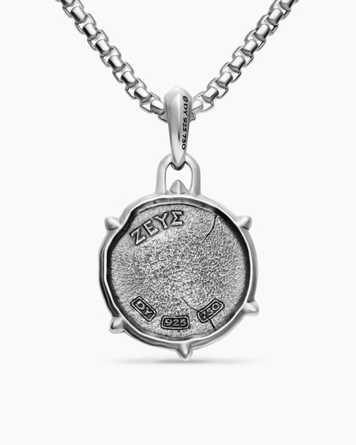 Mens Zeus Amulet in Sterling Silver with 18K Yellow Gold, 26.4mm