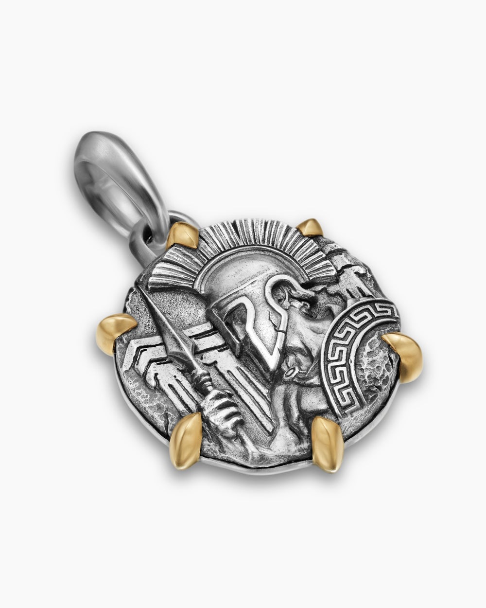 Mens Ares Amulet in Sterling Silver with 18K Yellow Gold, 26.4mm