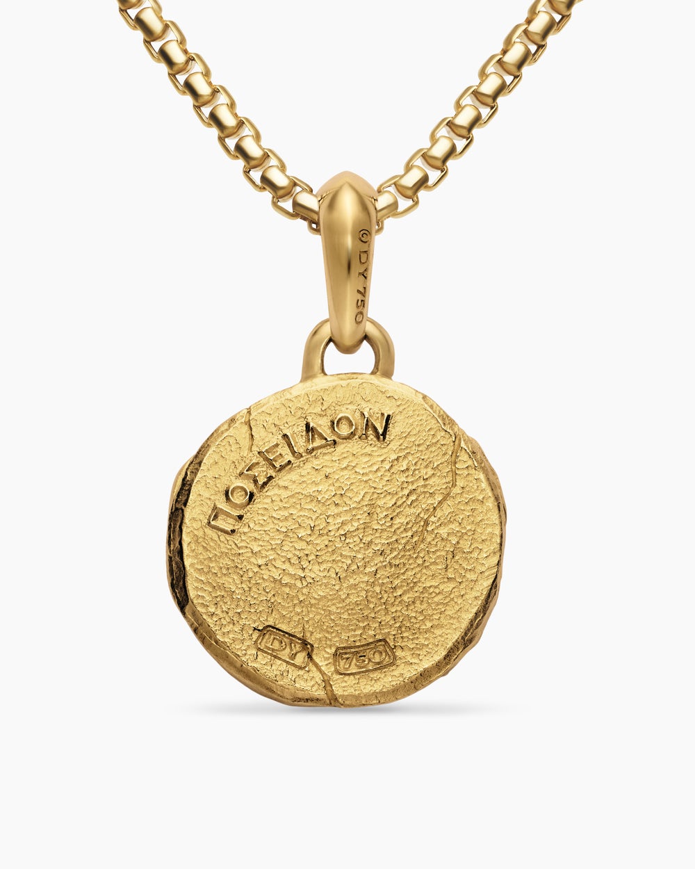 Mens Poseidon Amulet in 18K Yellow Gold, 24mm