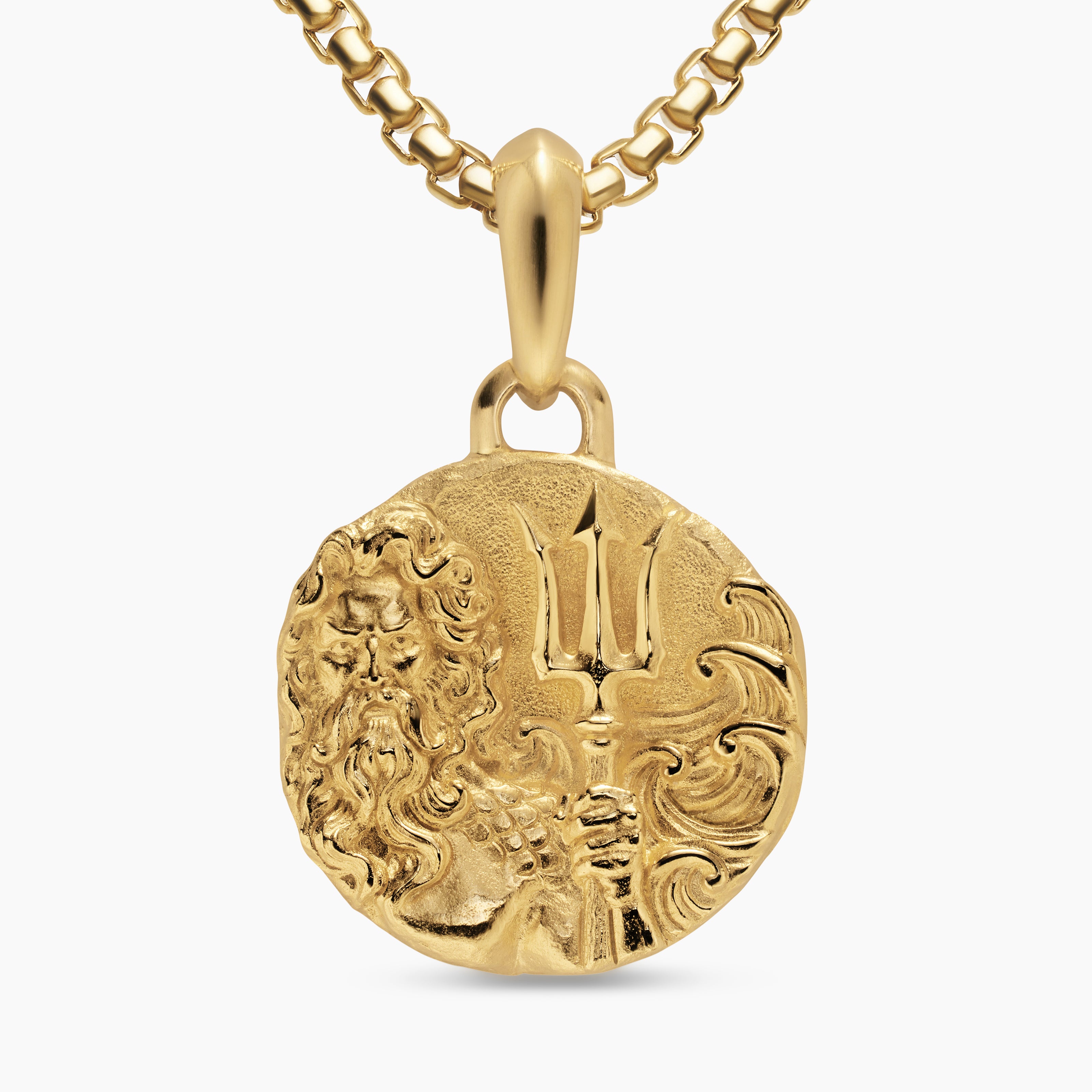 Amulette Pos&eacute;idon en or jaune 18 carats, 24 mm hommes 