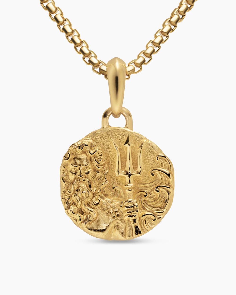 Mens Poseidon Amulet in 18K Yellow Gold, 24mm