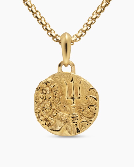 Poseidon Amulet in 18K Yellow Gold, 24mm