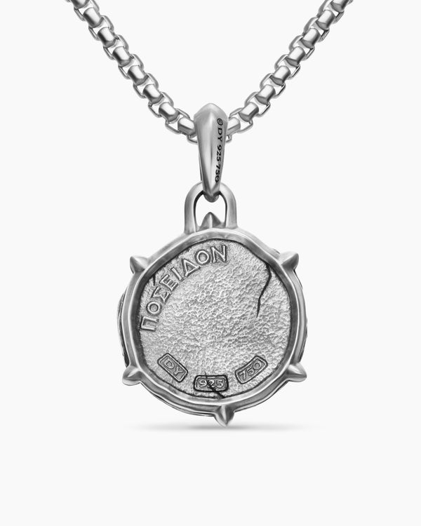 Poseidon Amulet in Sterling Silver with 18K Yellow Gold, 26.4mm
