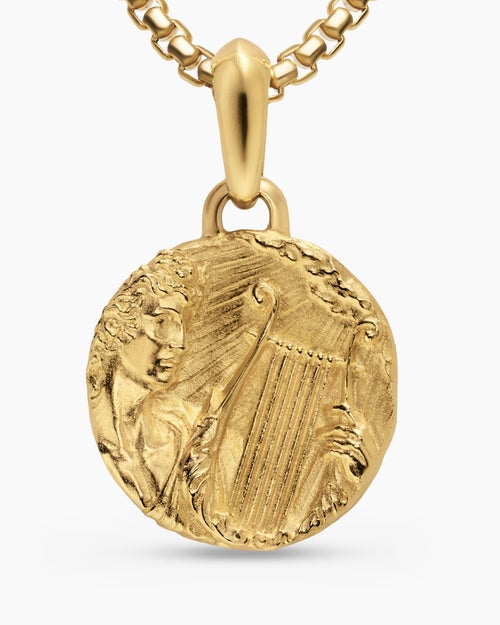 Mens Apollo Amulet in 18K Yellow Gold, 24mm