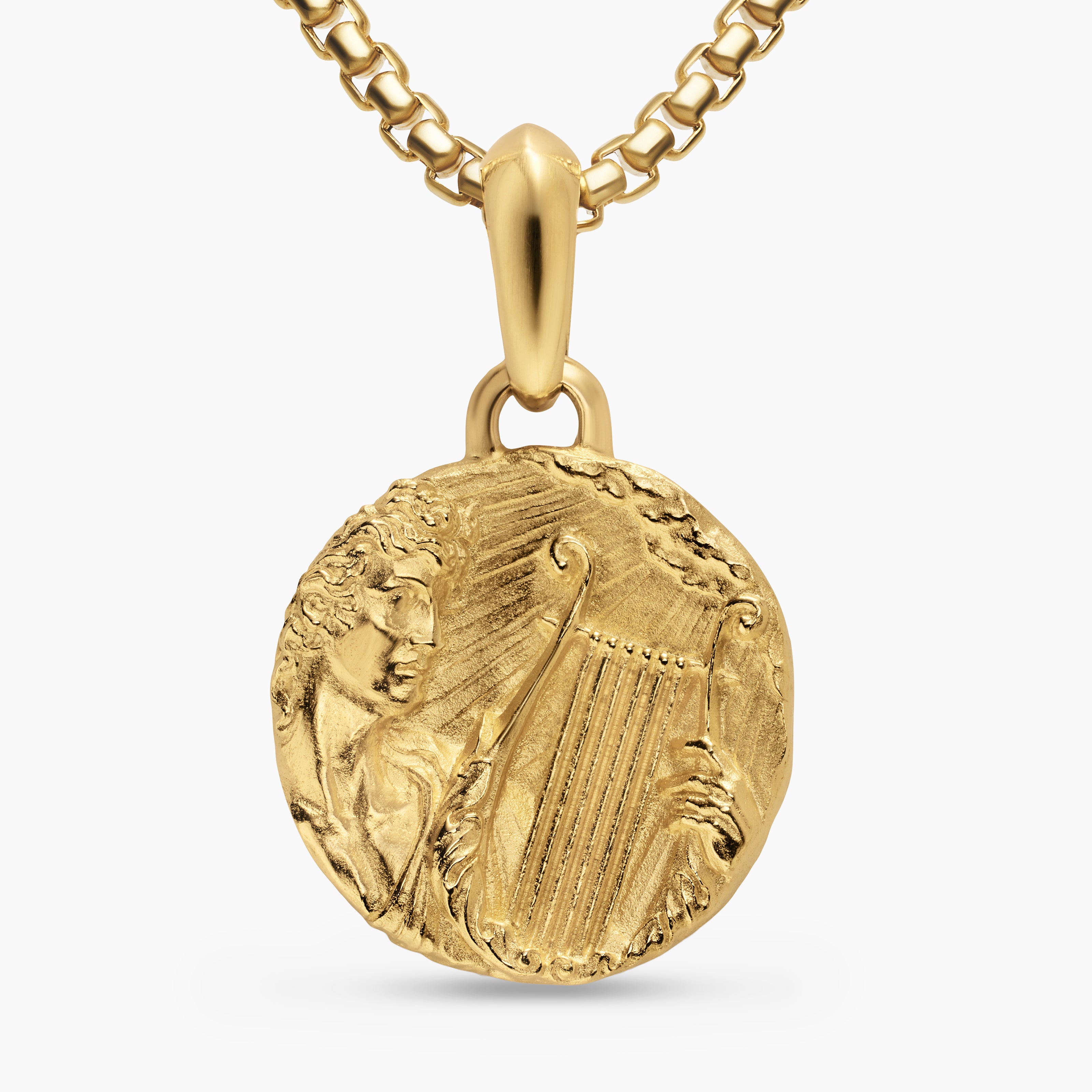 Amulette Apollo en or jaune 18 carats, 24 mm hommes 