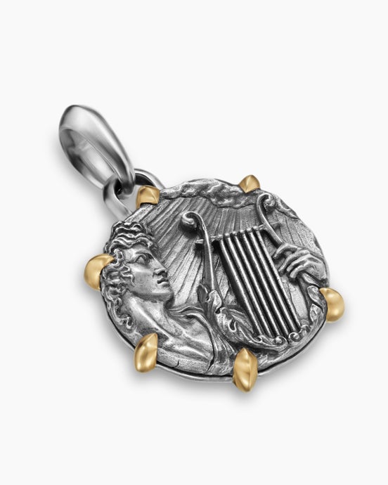 Apollo Amulet in Sterling Silver with 18K Yellow Gold, 26.4mm