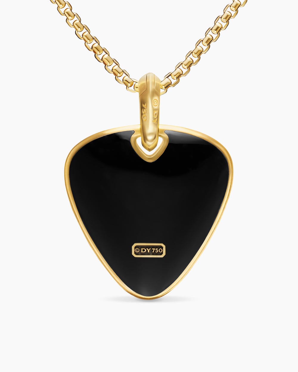 Amulette médiator Streamline® en or jaune 18 carats avec onyx noir, 31 mm hommes