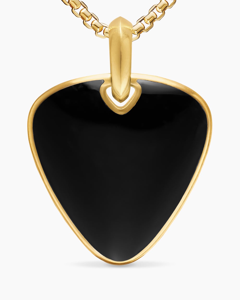 Amulette médiator Streamline® en or jaune 18 carats avec onyx noir, 31 mm hommes