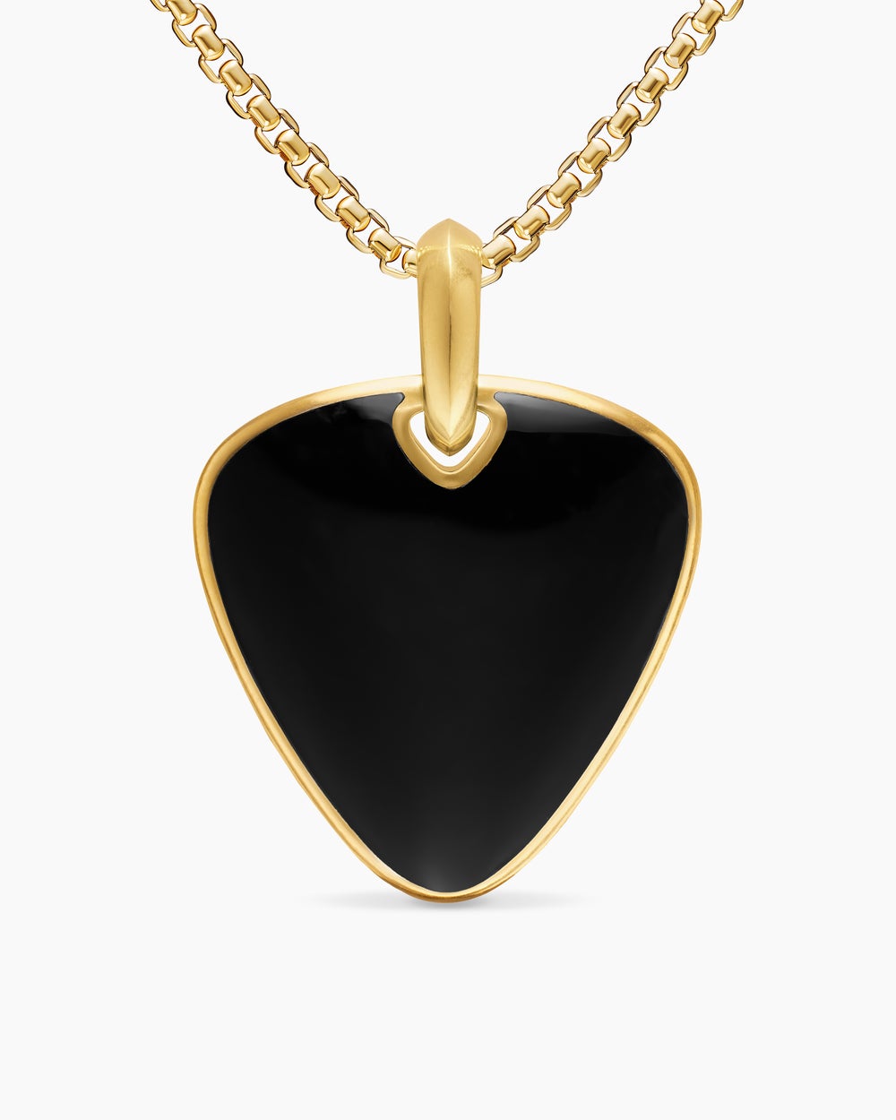 Amulette médiator Streamline® en or jaune 18 carats avec onyx noir, 31 mm hommes