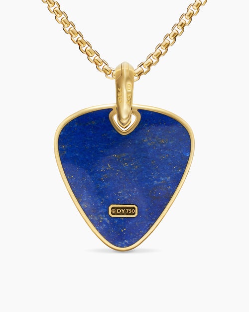 Mens Streamline® Pick Amulet in 18K Yellow Gold with Lapis, 31mm