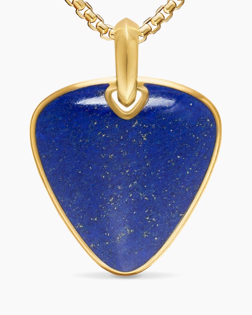 Mens Streamline® Pick Amulet in 18K Yellow Gold with Lapis, 31mm