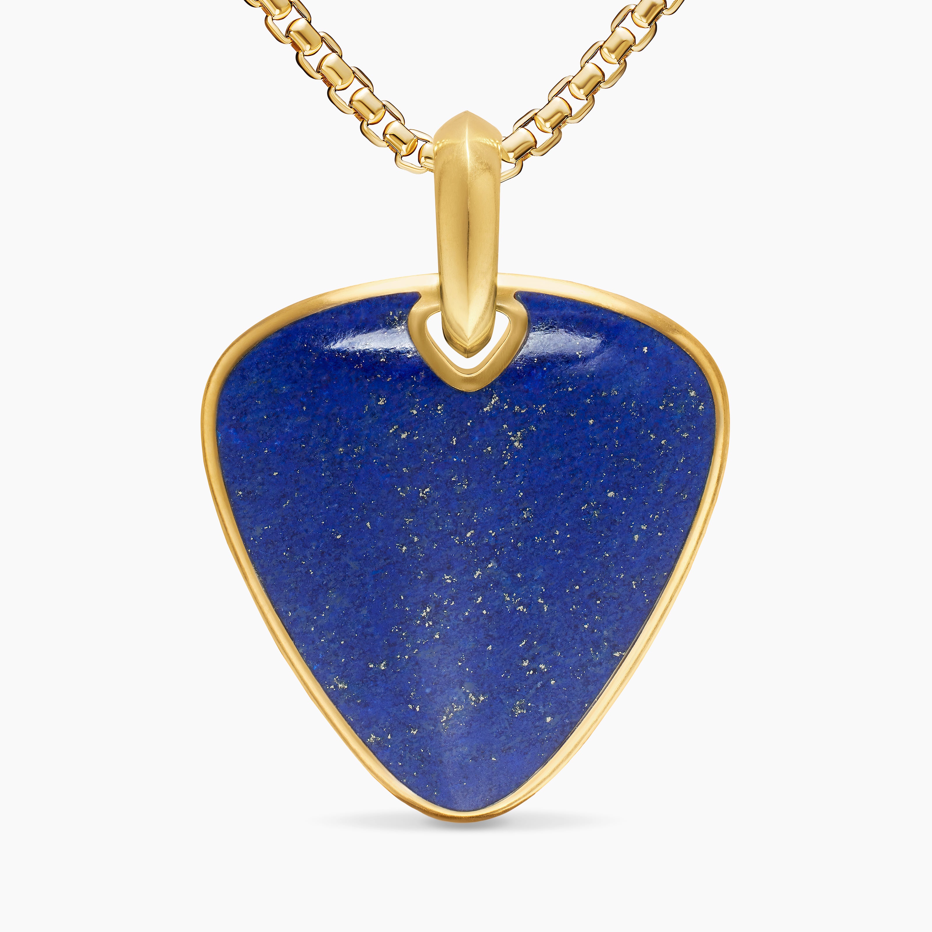 Mens Streamline&reg; Pick Amulet in 18K Yellow Gold with Lapis, 31mm