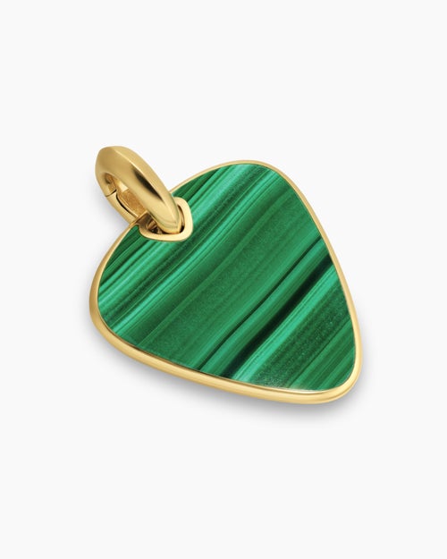 Mens Streamline® Pick Amulet in 18K Yellow Gold with Malachite, 31mm