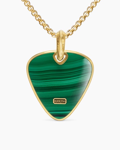 Mens Streamline® Pick Amulet in 18K Yellow Gold with Malachite, 31mm