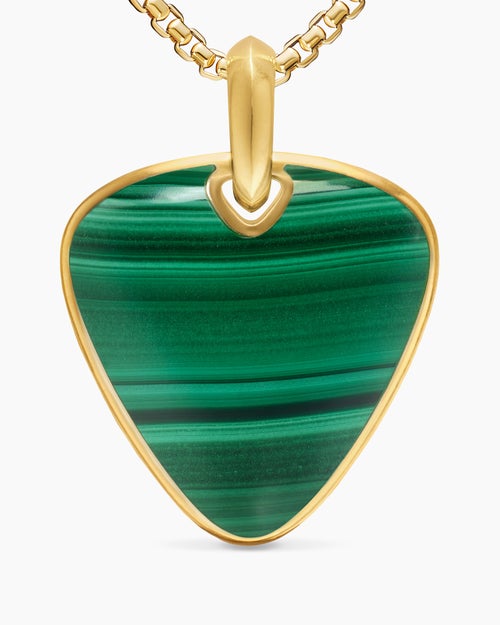 Mens Streamline® Pick Amulet in 18K Yellow Gold with Malachite, 31mm