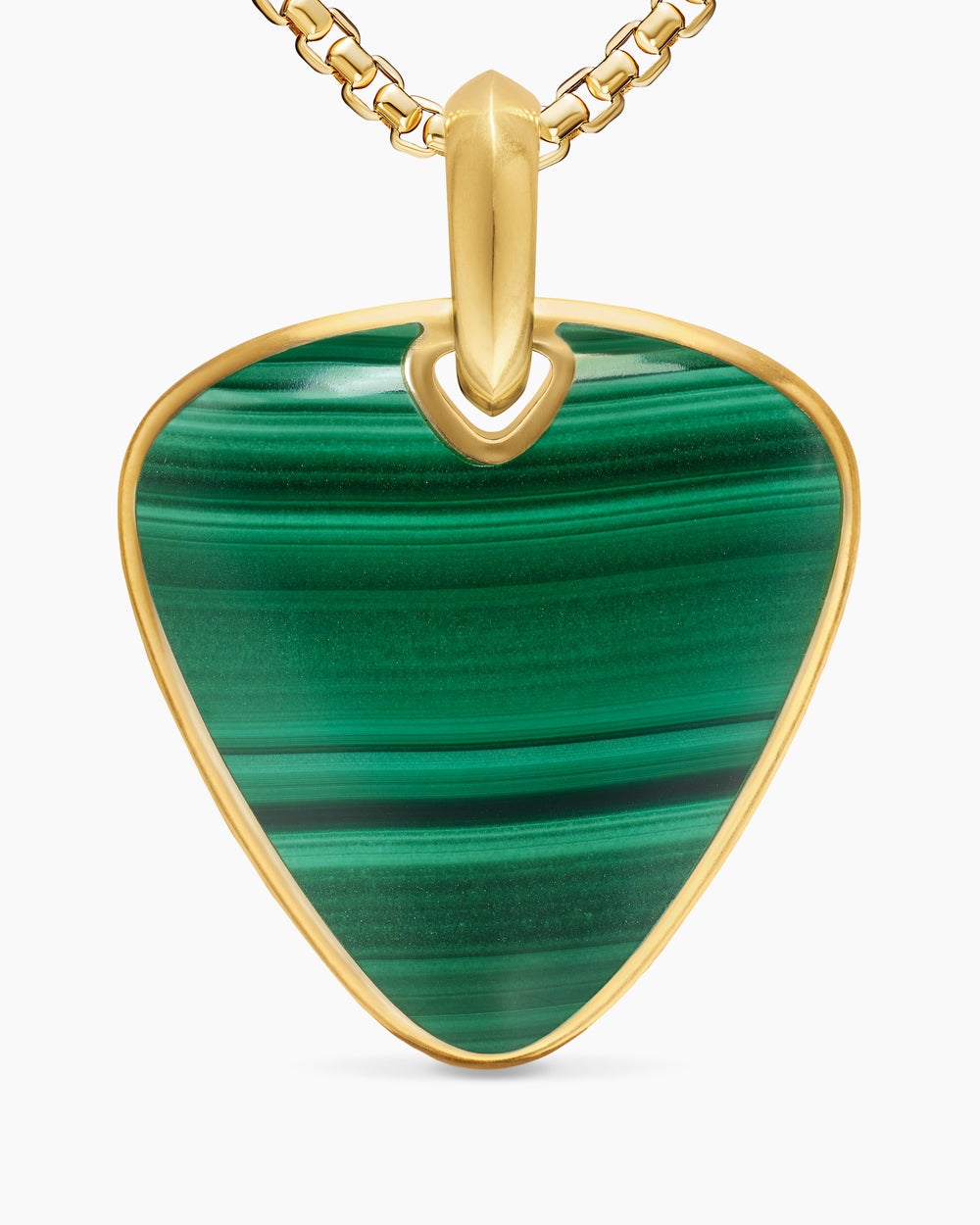 Amulette médiator Streamline® en or jaune 18 carats avec malachite, 31 mm hommes