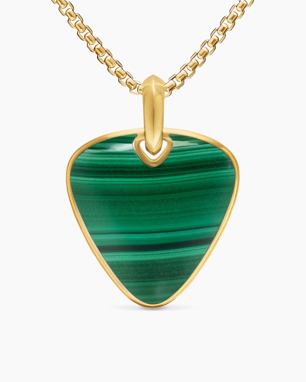 Amulette médiator Streamline® en or jaune 18 carats avec malachite, 31 mm hommes