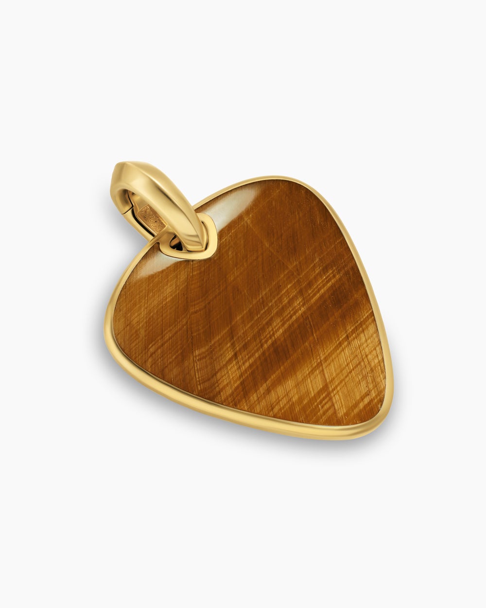 Amulette médiator Streamline® en or jaune 18 carats avec œil-de-tigre, 31 mm hommes