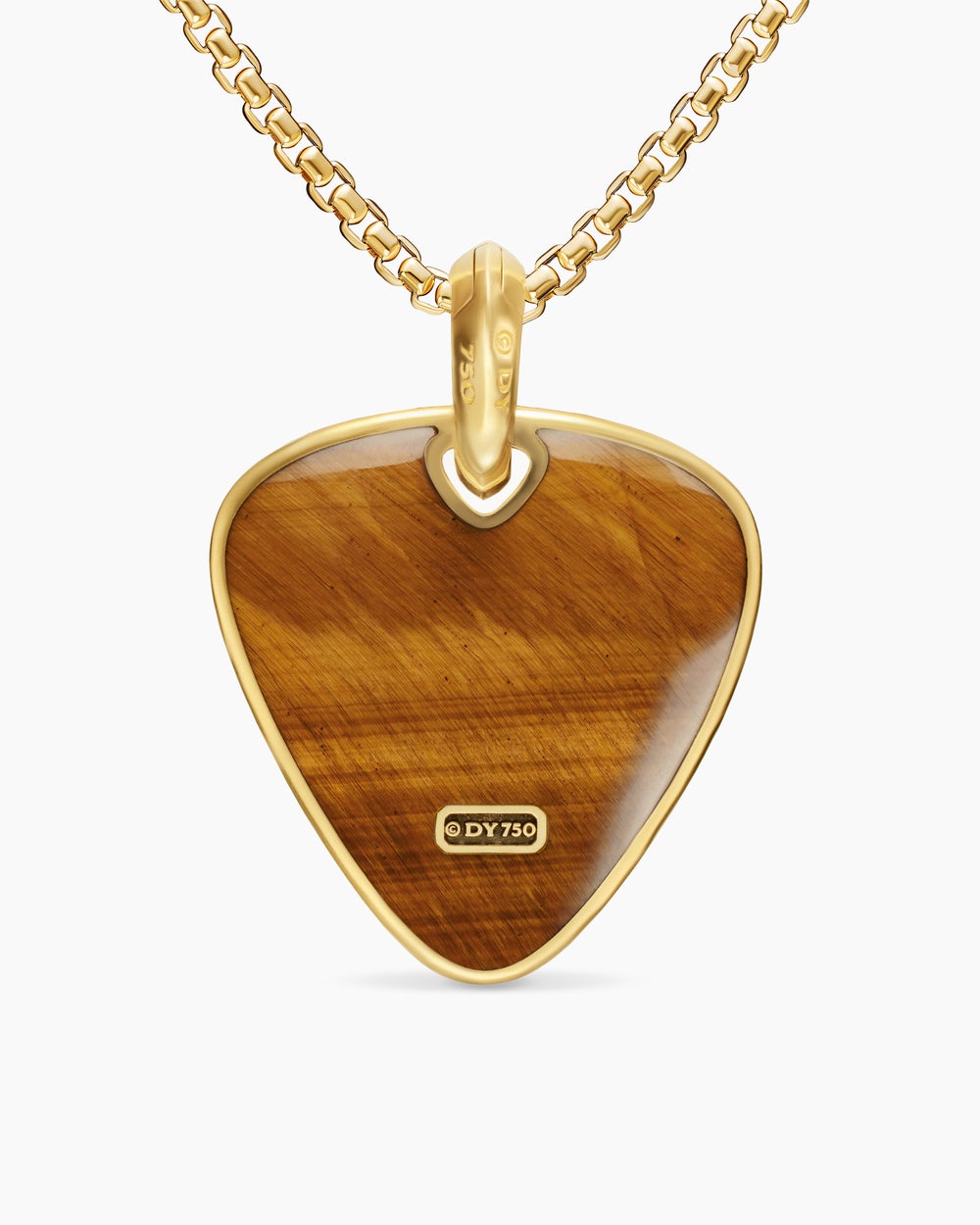 Amulette médiator Streamline® en or jaune 18 carats avec œil-de-tigre, 31 mm hommes