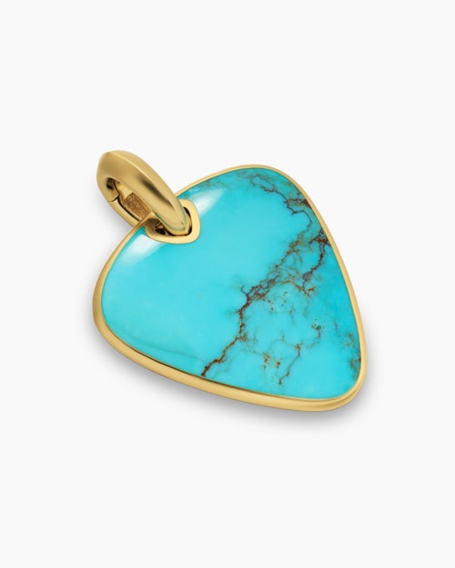 Mens Streamline® Pick Amulet in 18K Yellow Gold with Turquoise, 31mm