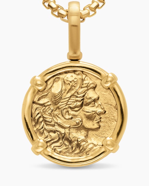 Mens Alexander the Great Amulet in 18K Yellow Gold, 20.5mm