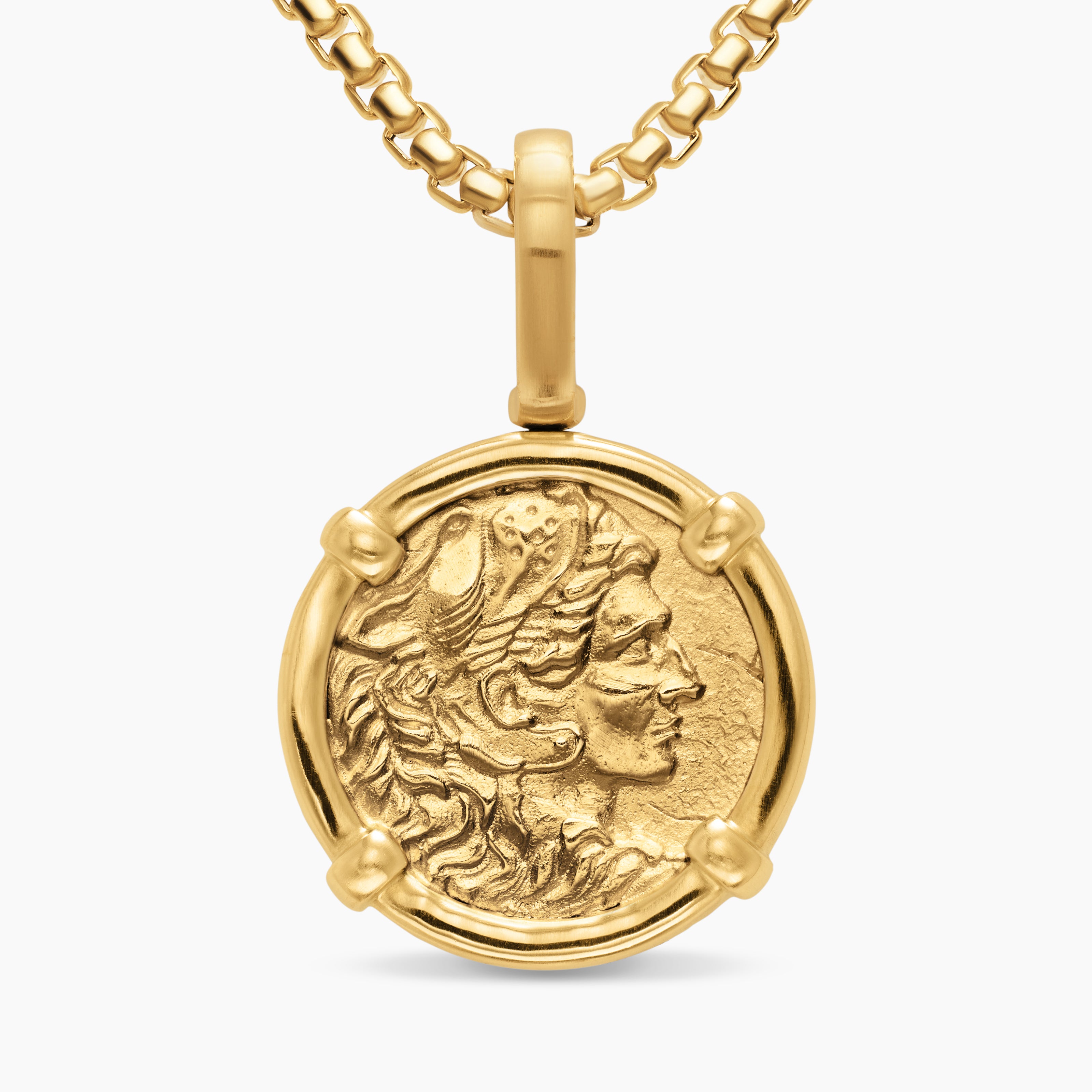 Mens Alexander the Great Amulet in 18K Yellow Gold, 20.5mm