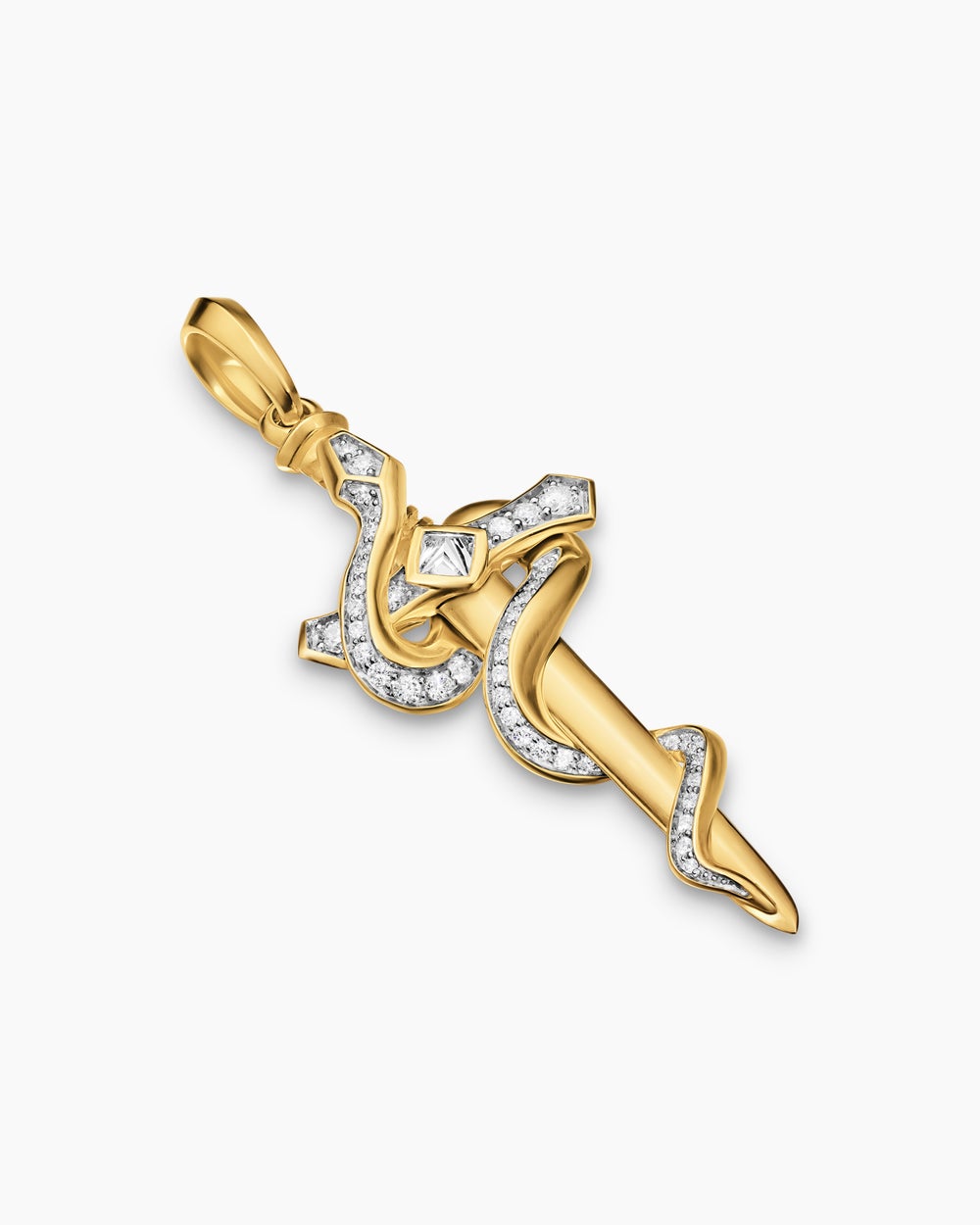 Amulette serpent Ouroboros en or jaune 18 carats avec diamants, 48 mm hommes