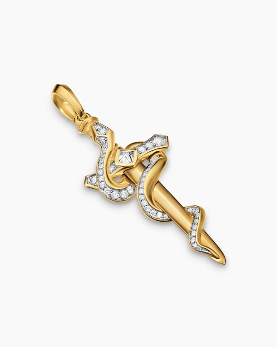 Ouroboros Snake Amulet in 18K Yellow Gold with Diamonds, 48mm