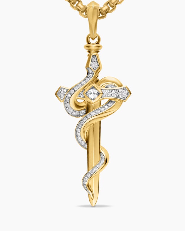 Ouroboros Snake Amulet in 18K Yellow Gold with Diamonds, 48mm
