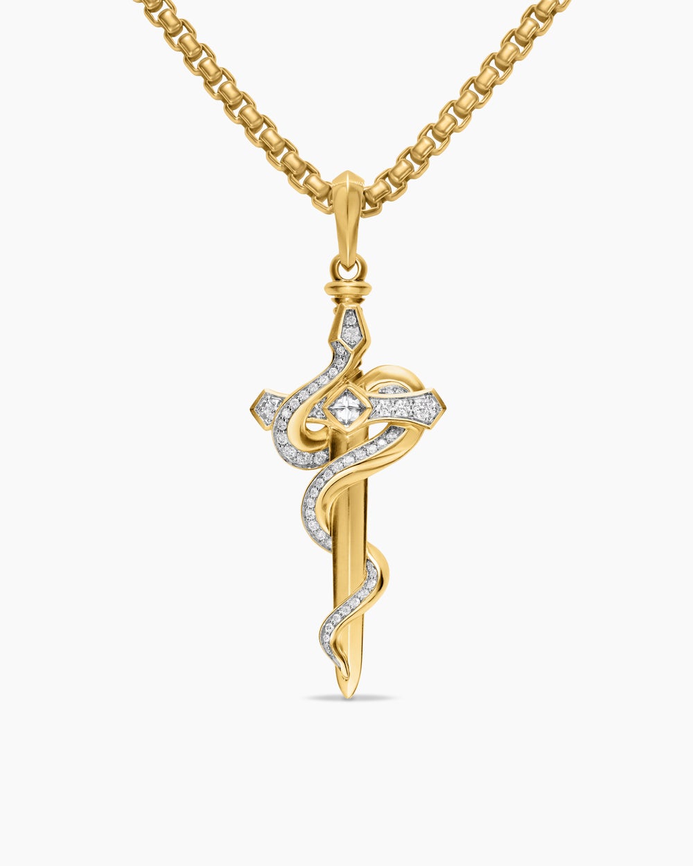 Amulette serpent Ouroboros en or jaune 18 carats avec diamants, 48 mm hommes