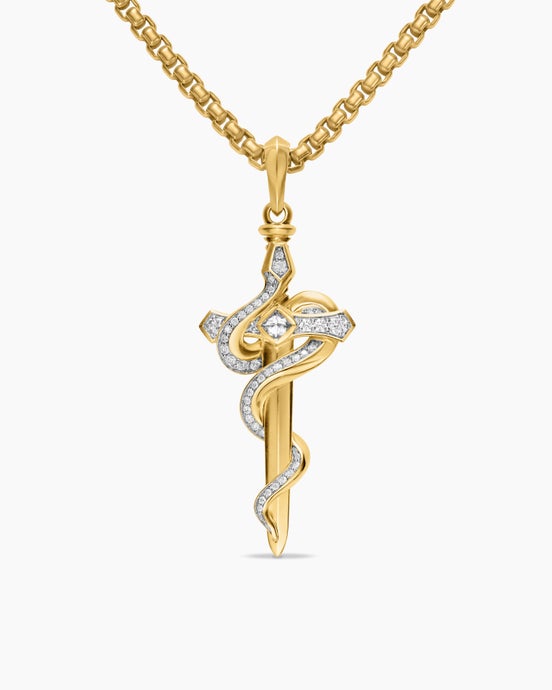 Ouroboros Snake Amulet in 18K Yellow Gold with Diamonds, 48mm