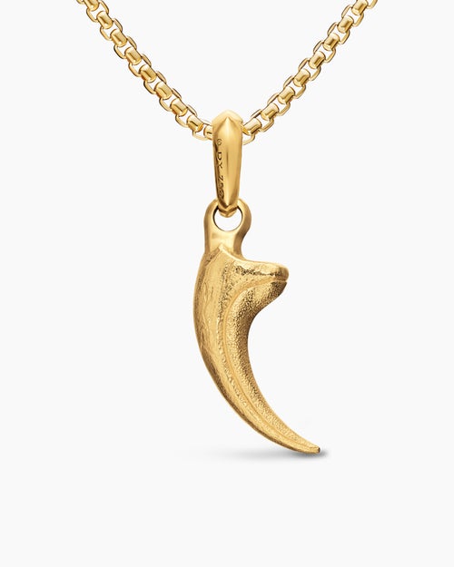 Mens Raptor Claw Amulet in 18K Yellow Gold with Diamonds, 27.3mm
