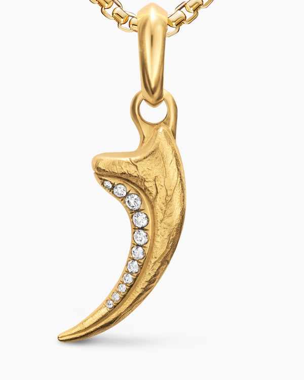 Raptor Claw Amulet in 18K Yellow Gold with Diamonds, 27.3mm
