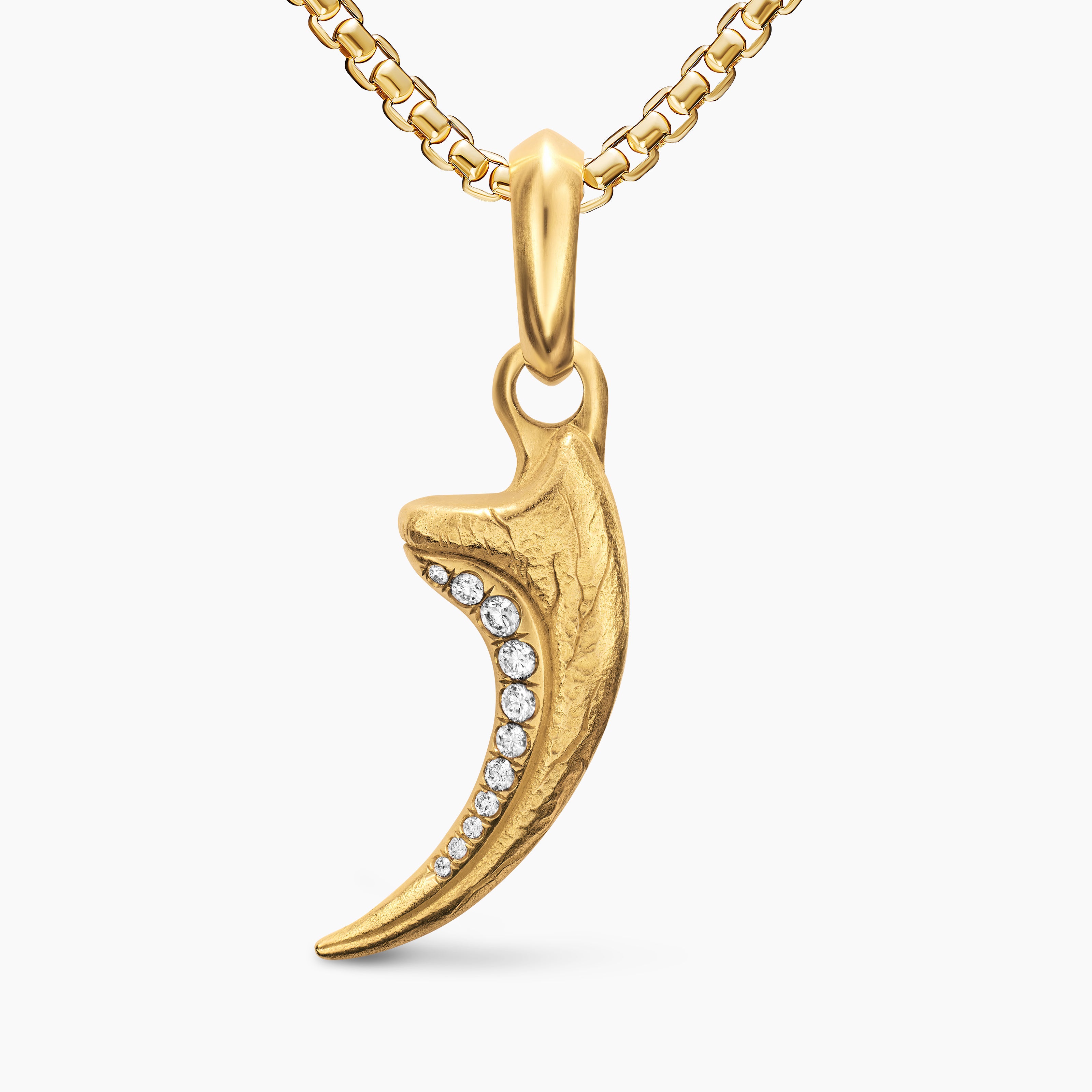Mens Raptor Claw Amulet in 18K Yellow Gold with Diamonds, 27.3mm