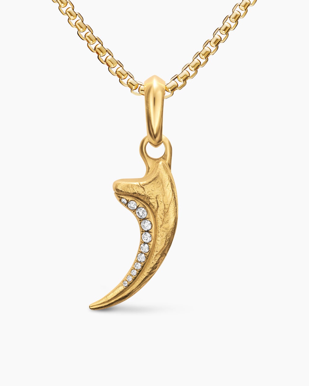 Mens Raptor Claw Amulet in 18K Yellow Gold with Diamonds, 27.3mm