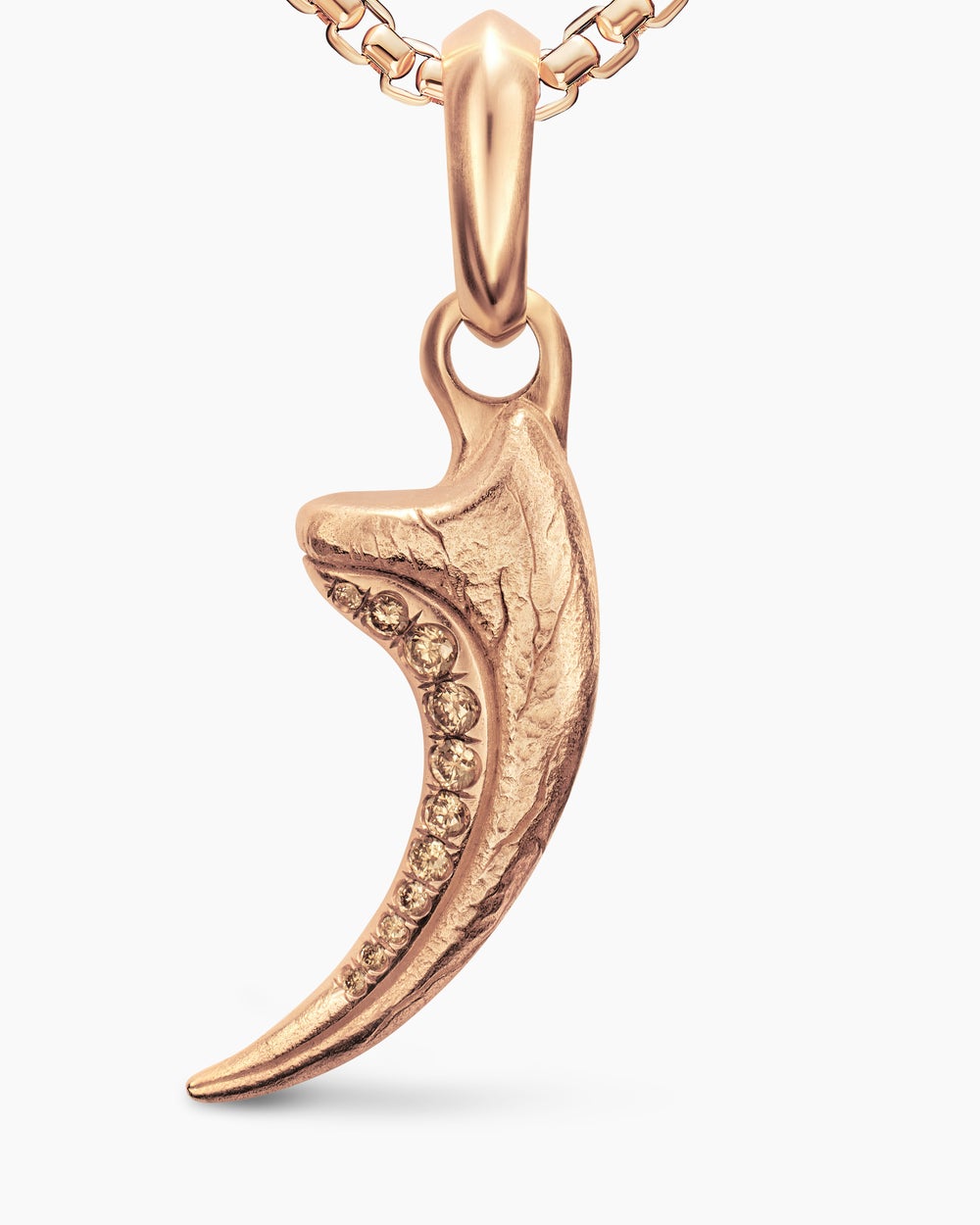 Amulette griffe de raptor en or rose 18 carats avec diamants cognac, 27,3 mm hommes