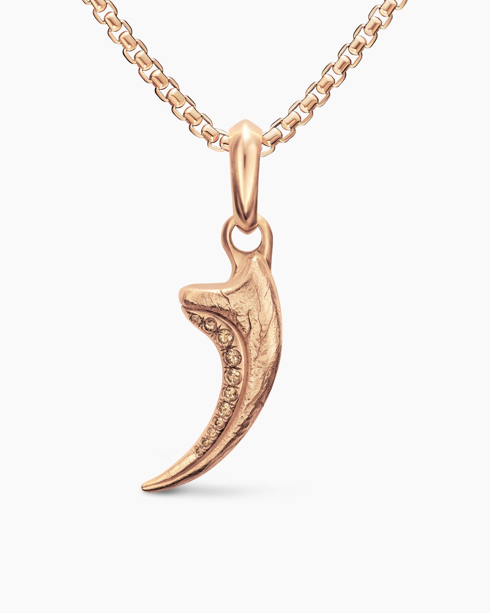 Amulette griffe de raptor en or rose 18 carats avec diamants cognac, 27,3 mm hommes