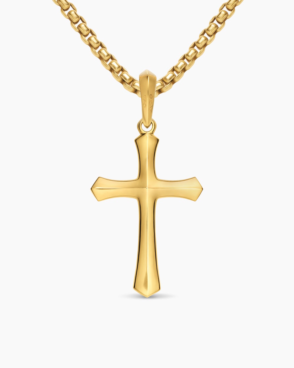Mens Knife Edge Cross Amulet in 18K Yellow Gold with Ruby and Black Diamonds, 33.5mm