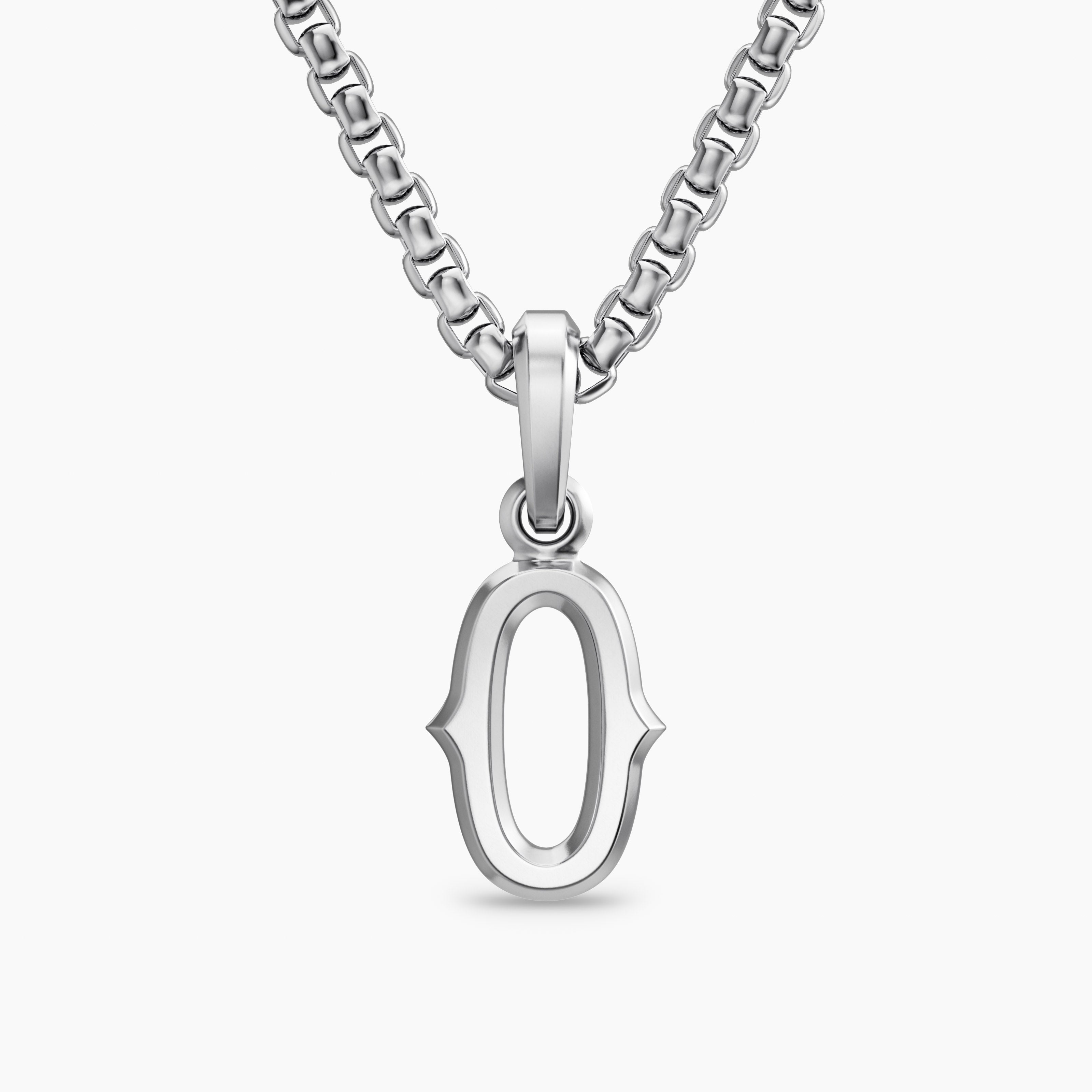 Mens Number Zero Amulet in Sterling Silver, 18.6mm